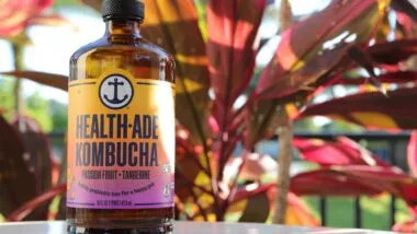 Close up of Health-Ade LLC kombucha, representing the kombucha class action lawsuit.