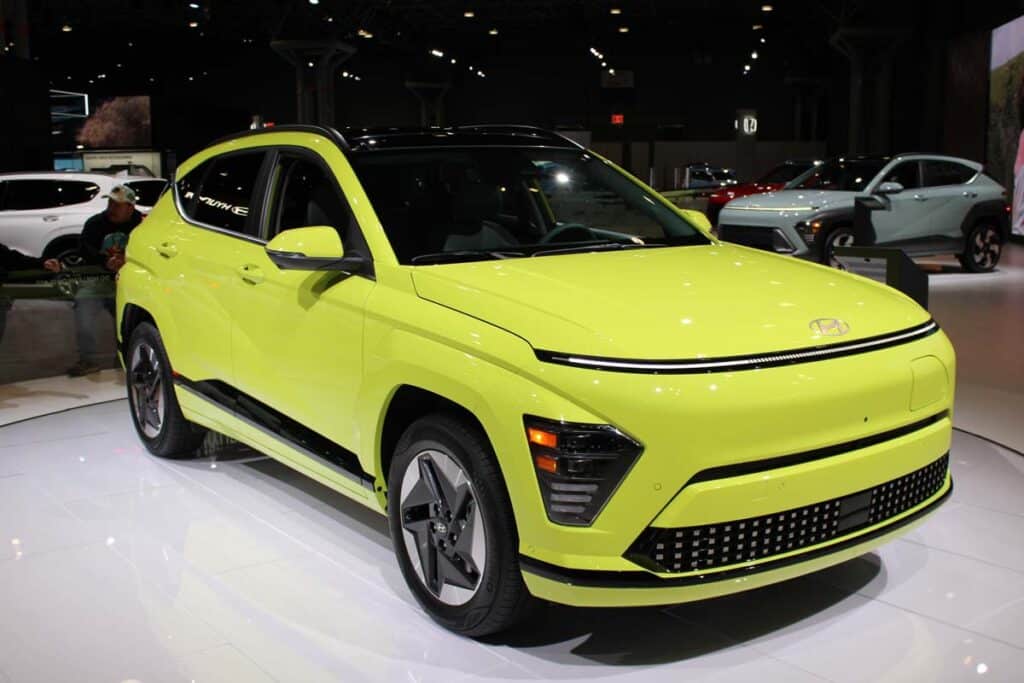 A 2024 Hyundai Kona at a car show, representing the Hyundai Kona recall.