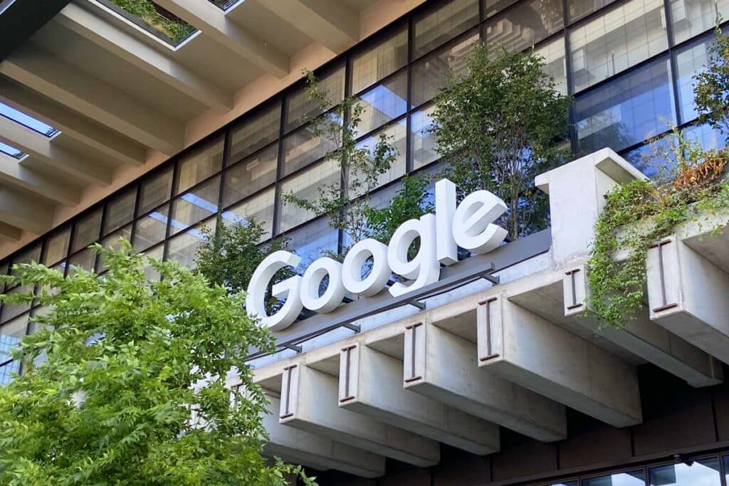Google signage outside of its New York headquarters, representing the Google class action.