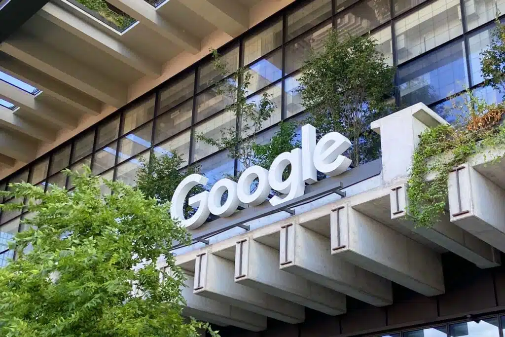 Google signage outside of its New York headquarters, representing the Google class action.