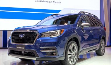 A blue 2019 Subaru Ascent, representing the Subaru CVT settlement.