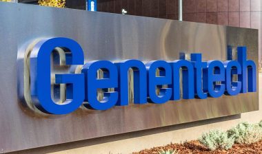 Close up of Genentech signage, representing the Genentech 401(k) class action lawsuit settlement.