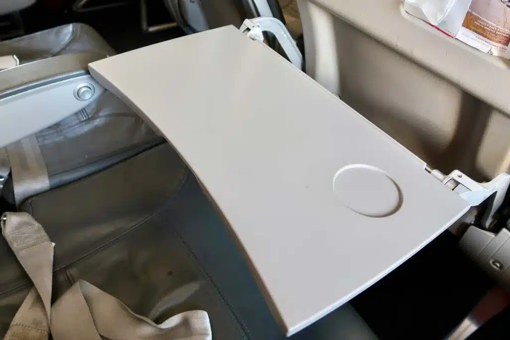 Airlines tray table, representing the United Airlines lawsuit.