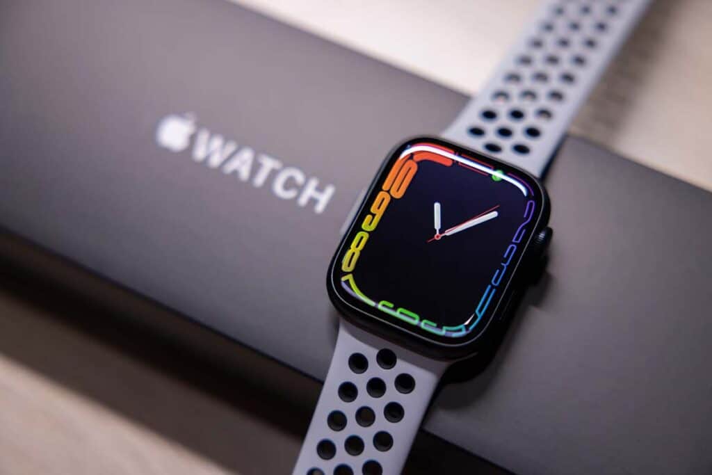 Close up of an Apple Watch, representing the Apple class action.