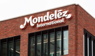 Close up of Mondelez International signage, representing the Mondelez child labor class action.