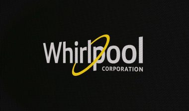Close up of Whirlpool logo, representing the Whirlpool refrigerators class action.