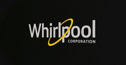 Close up of Whirlpool logo, representing the Whirlpool refrigerators class action.
