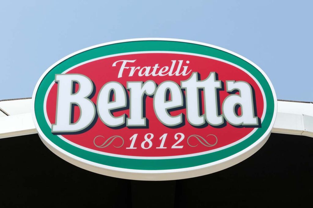 Close up of signage Fratelli Beretta, representing the charcuterie recalls.