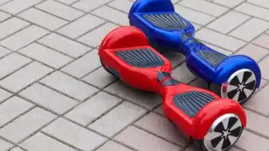 A red and blue hoverboard, representing the Target and Jetson Electric Bikes settlement.