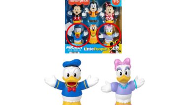 Product photo of recalled Disney figures sold by Fisher-Price, representing the Fisher-Price Donald Duck figure recall.