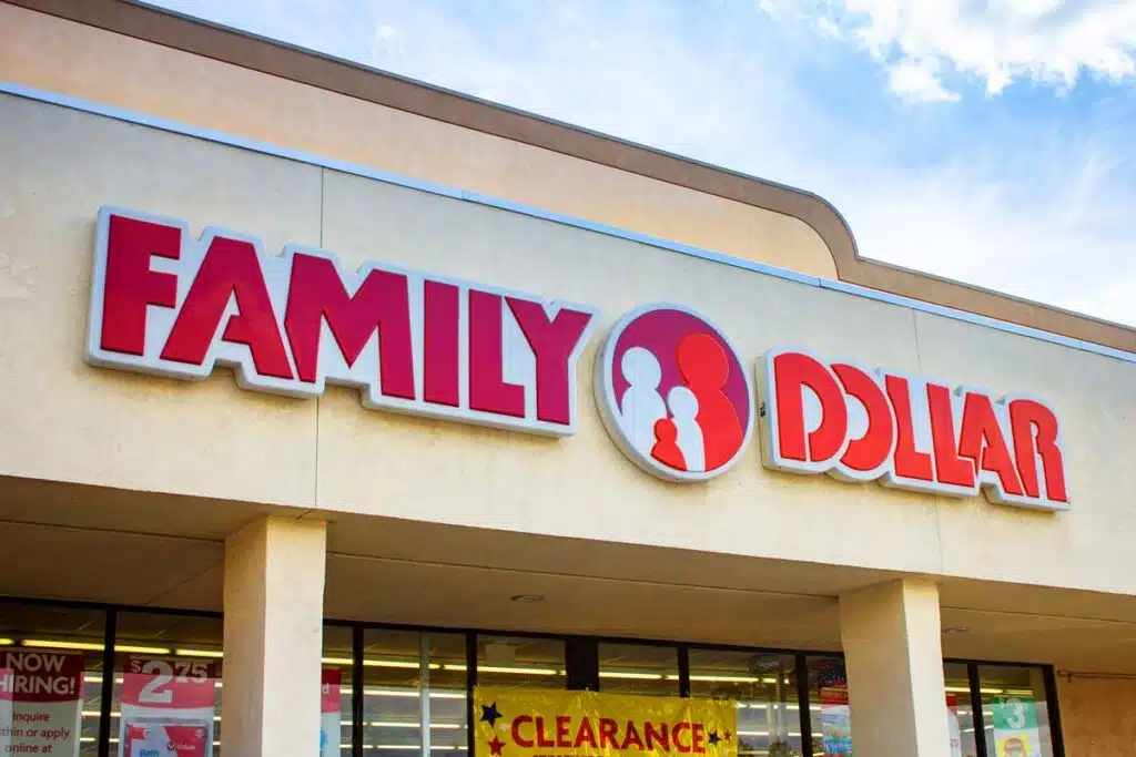 Close up of Family Dollar signage, representing the Family Dollar settlement.