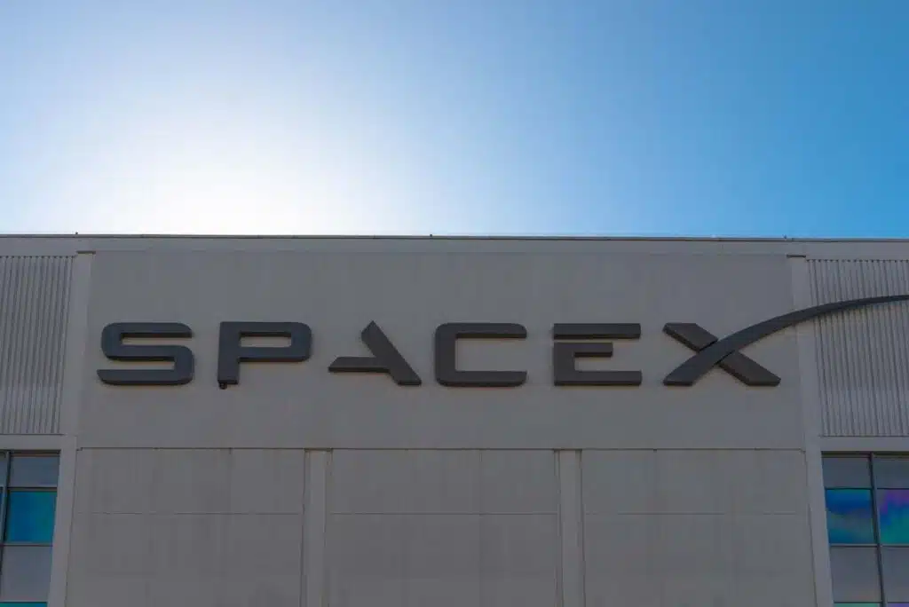 Close up of SpaceX signage, representing the SpaceX lawsuit.