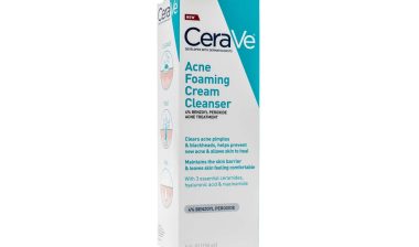 Product photo of CeraVe benzoyl peroxide cleanser, representing the CeraVe class action.