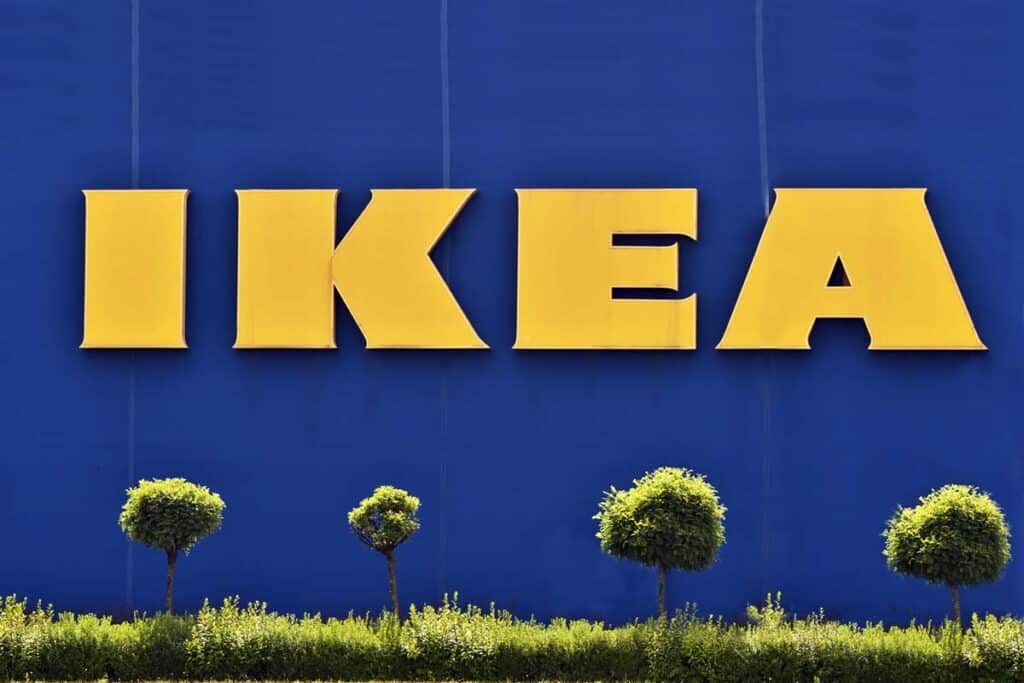 Close up of Ikea signage, representing the Ikea class action.
