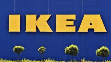 Close up of Ikea signage, representing the Ikea class action.