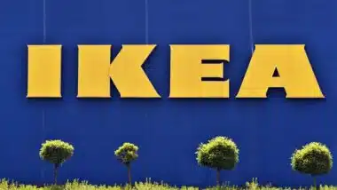 Close up of Ikea signage, representing the Ikea class action.