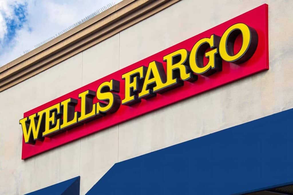 Close up of Wells Fargo signage, representing the Wells Fargo class action.