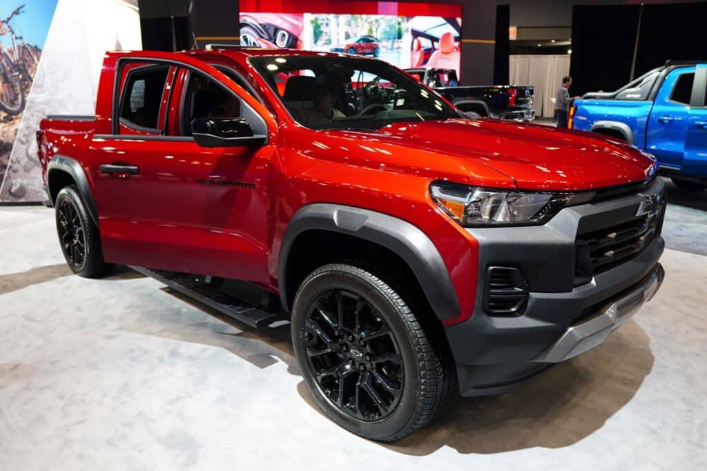 A 2023 Chevrolet Colorado at a car show, representing the Chevy Colorado and GMC Canyon recall.