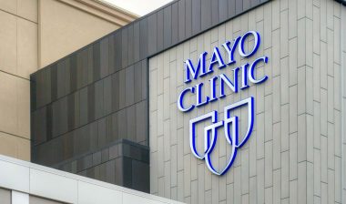 Close up of Mayo Clinic signage, representing the Mayo Foundation for Medical Education and Research settlement.