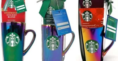 Product photos of the recalled Starbucks holiday sets, representing the Nestle mugs recall.