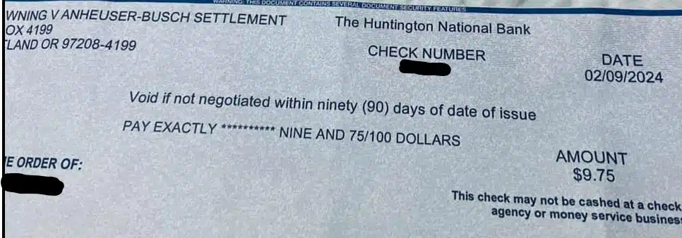 Anheuser-BuschRitasFB2-20-24 settlement payments