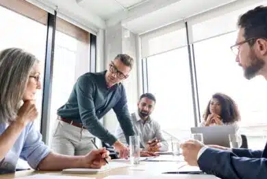 group at meeting. Multicultural professional businesspeople