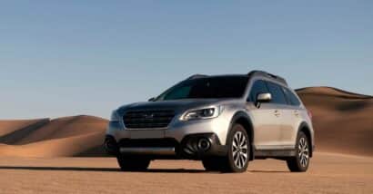 A Subaru Outback in a desert, representing the settlement over allegedly defective Subaru windshields.