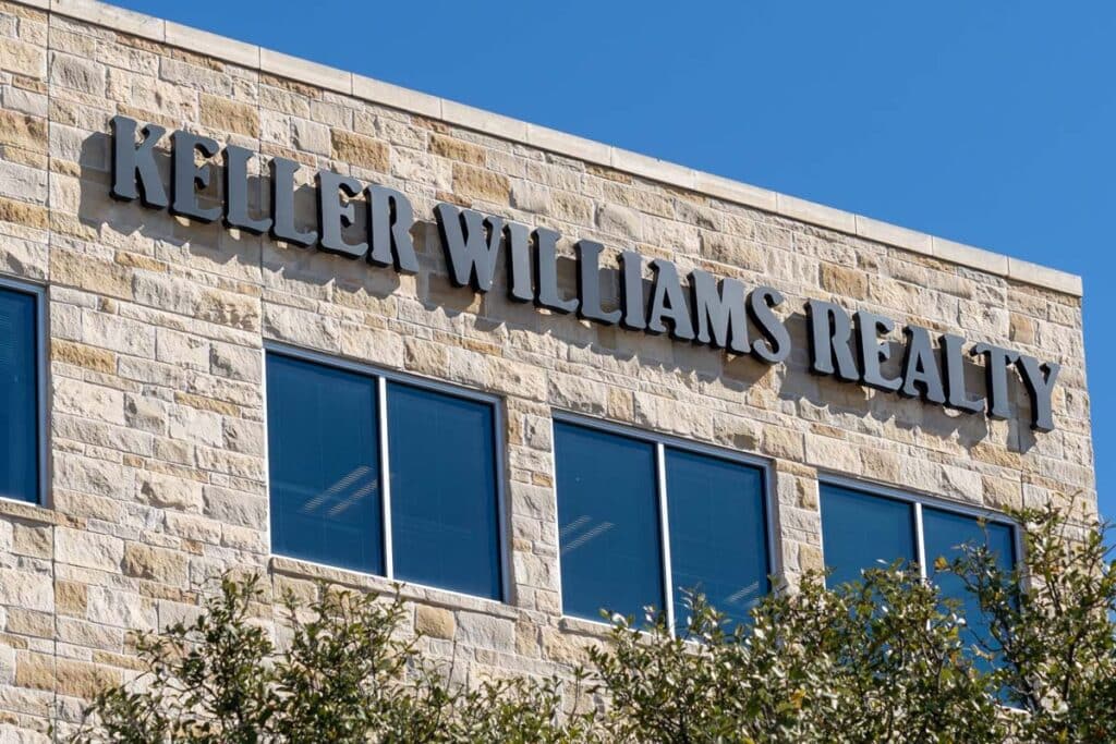 Closeup of Keller Williams Realty signage, representing the Keller Williams profit-sharing plan class actions.