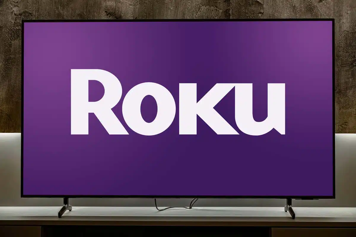 Roku logo displayed on a television, representing the Roku data breach.