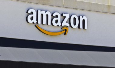 Close up of Amazon signage, representing the Amazon AI lawsuit.