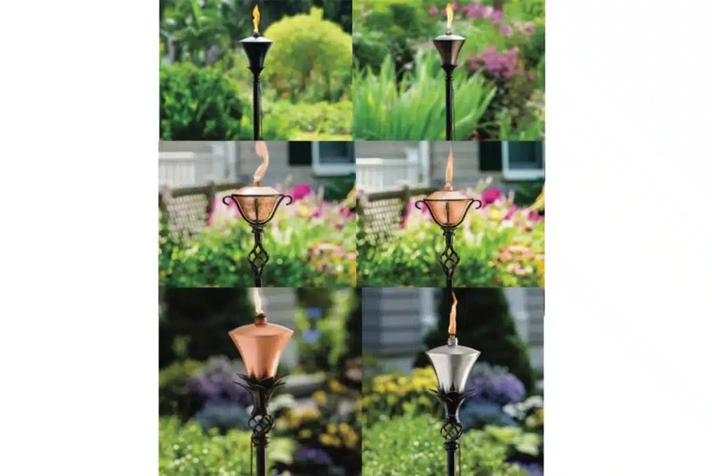 Product photos of recalled tiki torches sold by BJ'S Wholesale Club, representing the BJ's recall.