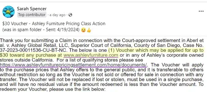 AshleyFurnitureFB4-26-24 checks in the mail