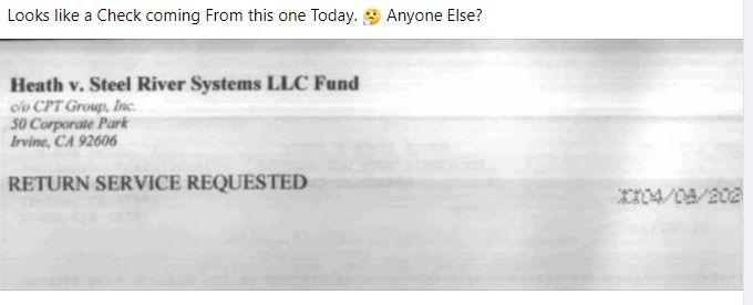 SteelRiverFB24-13-24 checks in the mail