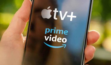Close up of Apple TV and Prime Video logos displayed on a smartphone display, representing the Apple and Amazon class actions.