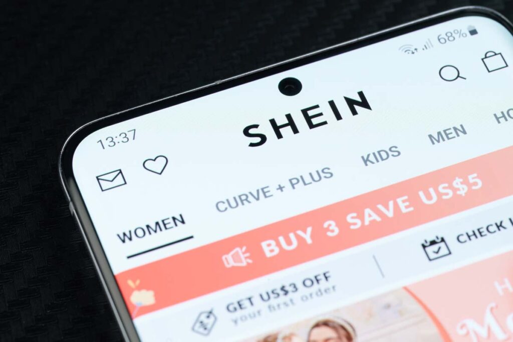 Close up of Shein website displayed on smartphone screen, representing the Shein class action.