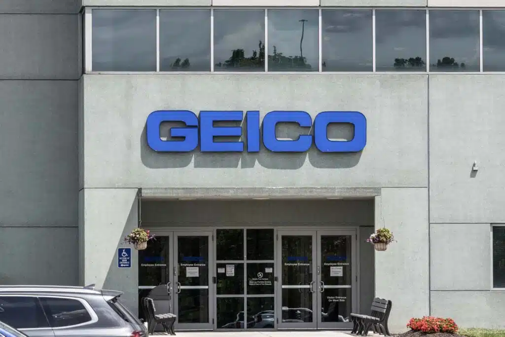 Exterior of a Geico location, representing the Geico Louisiana total loss fees settlement.