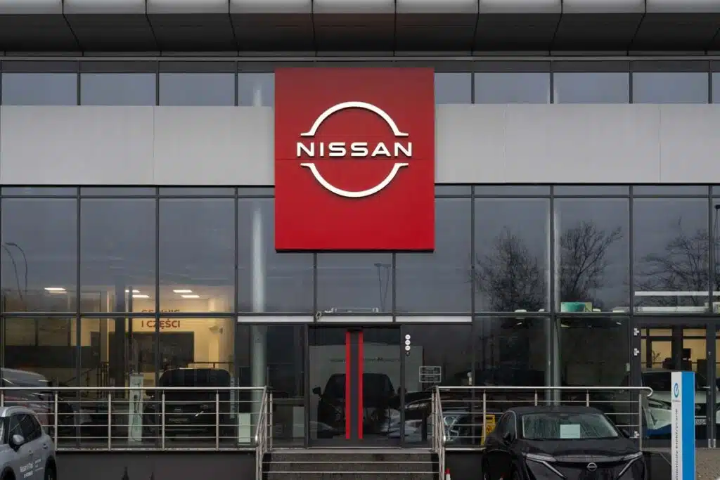 Exterior of a Nissan dealership, representing the Nissan data breach.