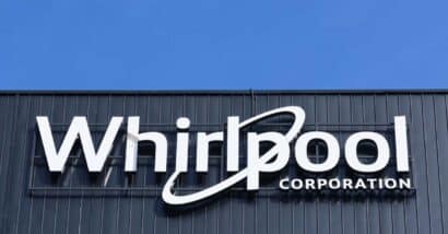 Close up of Whirlpool signage, representing the Whirlpool class action.