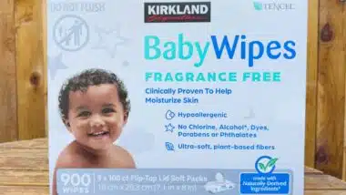 Costco Kirkland fragrance free baby wupes packaging, representing the Costco class action.