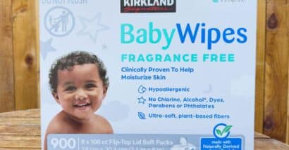 Costco Kirkland fragrance free baby wupes packaging, representing the Costco class action.