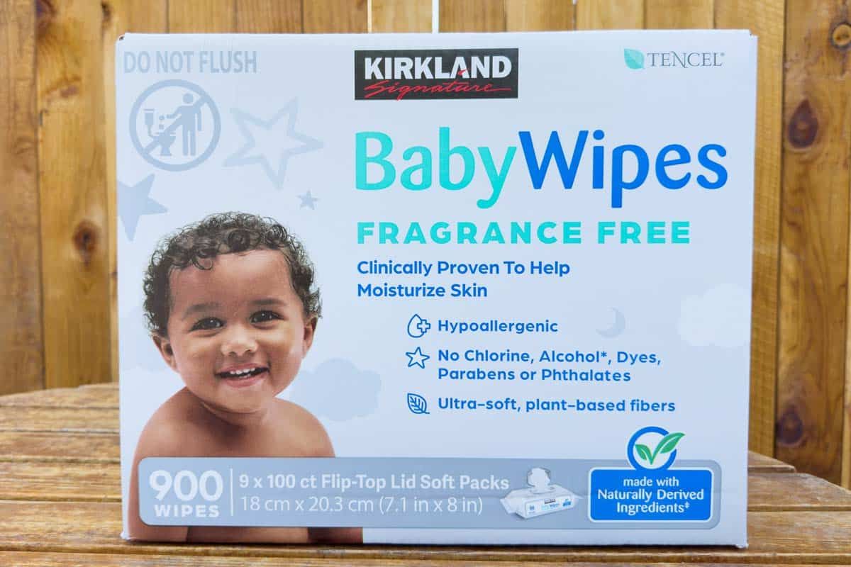 Costco Kirkland fragrance free baby wupes packaging, representing the Costco class action.