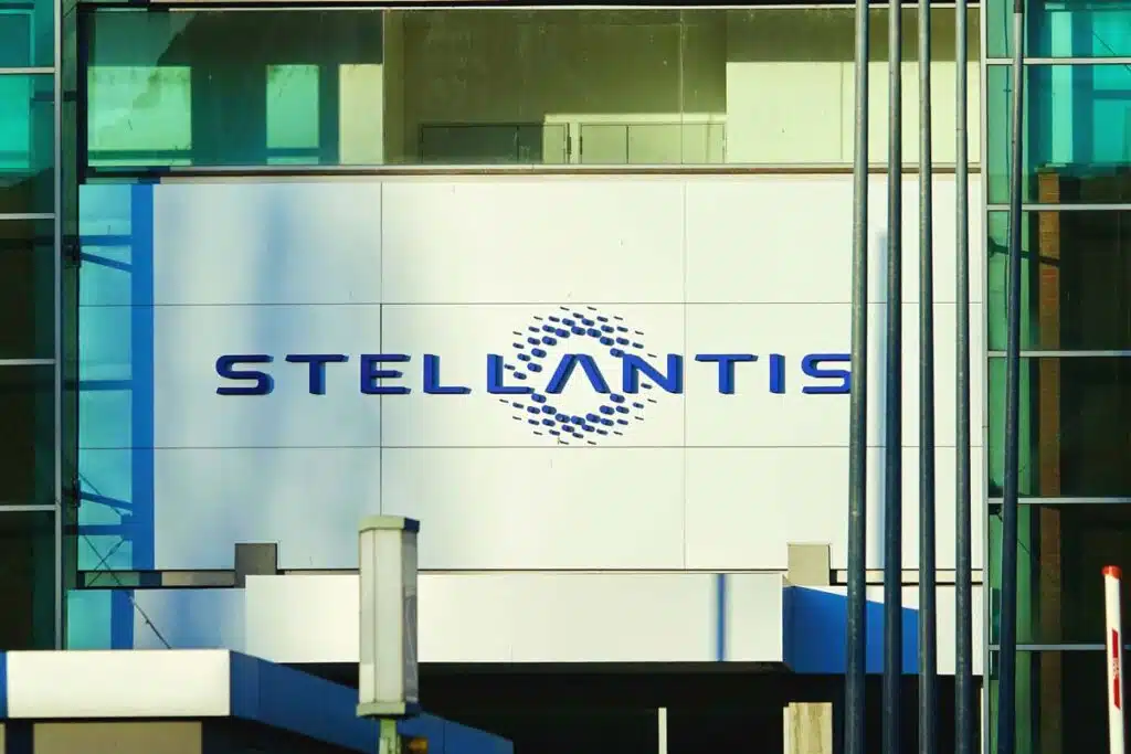 Close up of Stellantis signage, representing the Stellantis class action.