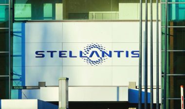 Close up of Stellantis signage, representing the Stellantis class action.