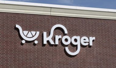 Close up of Kroger storefront signage, representing the Kroger lawsuit.