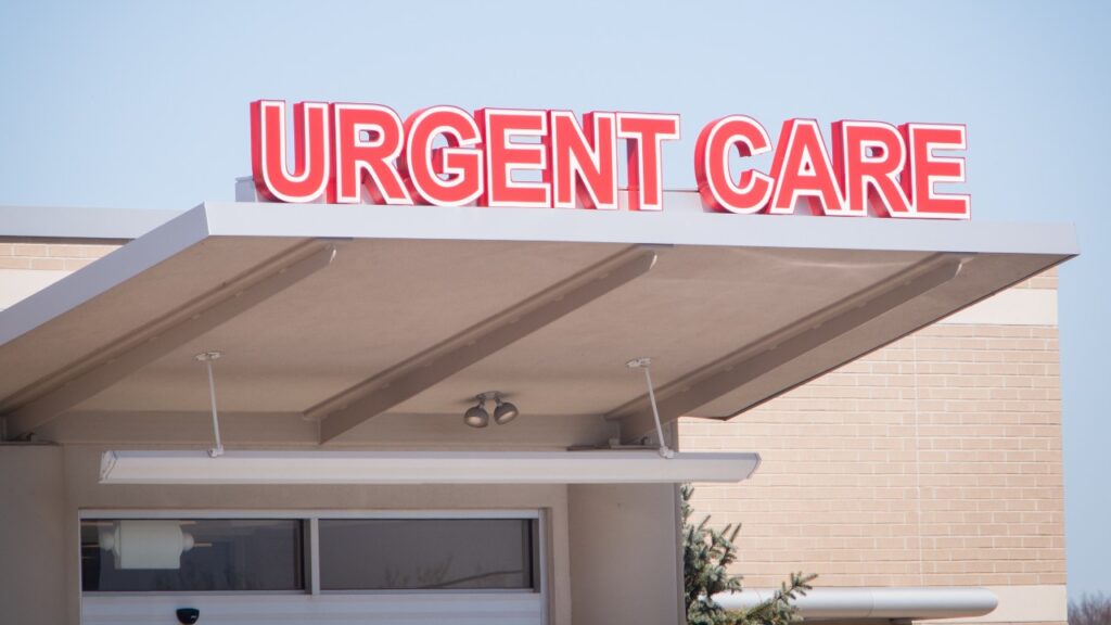 Urgent Care signage above facility.