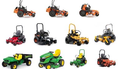 Product photos of recalled mowers, representing Kawasaki Motors recalls.