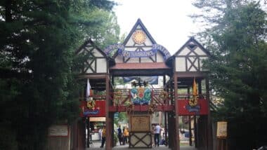 Patrons enter the front gate at the New York Renaissance Faire