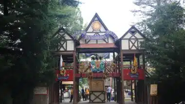 Patrons enter the front gate at the New York Renaissance Faire