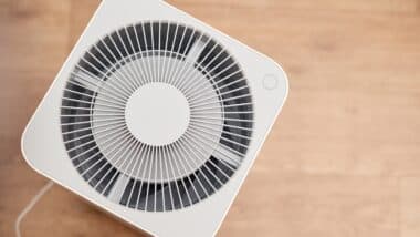 White air purifier in an apartment.