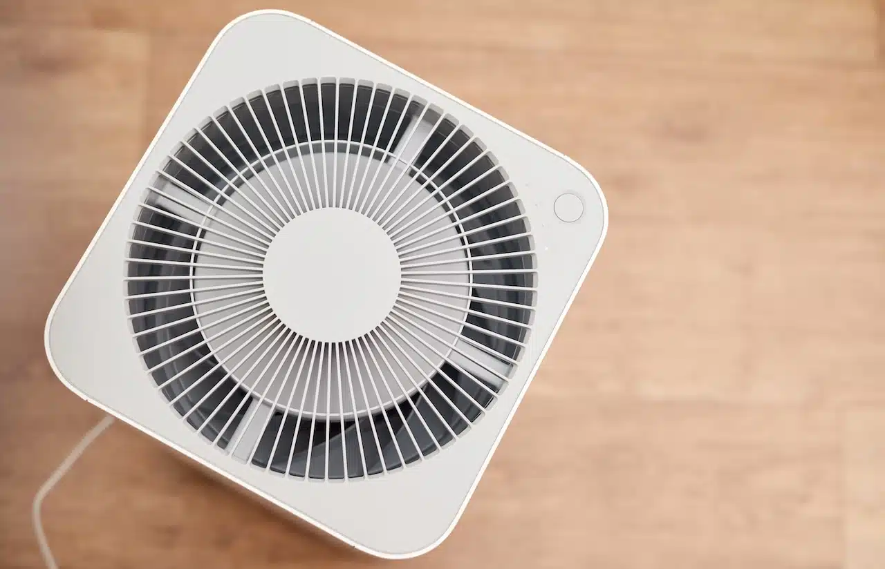White air purifier in an apartment.